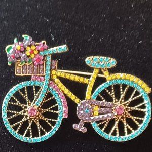 Wonderful Rhinestone Bicycle  Brooch